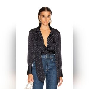 EQUIPMENT 'Luis' Blouse - Midnight Blue and White Polka Dots